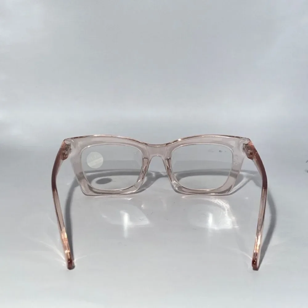 1283 Gretchen Reading Glasses 1.75 Square Clear  Pink Frames Oversize NWT